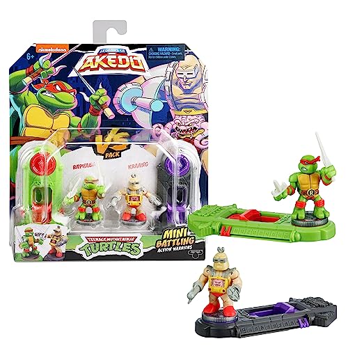 Akedo 15245 TMNT Legends of Teenage Mutant Ninja Turtles. Mini Battling Warriors Versus Pack Raphael vs Krang, Schwarz, S von Akedo