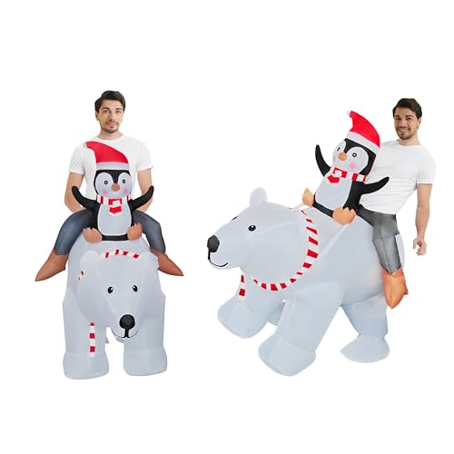 AkieBy Aufblasbarer Pinguin Reiten Eisbär Kostüm für Weihnachtsumzug Party von AkieBy
