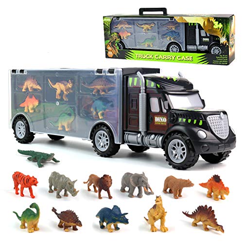Dinosaurier Spielzeug ab 3 4 5 6 Jahre Junge Mädchen LKW Lastwagen Spielzeug Kinderspielzeug ab 2 3 4 5 Jahre Auto Cars Spielzeug 12 Mini Tiere Dinosaurier Figuren Spiele ab 3 Jahren Kinder Geschenke von Akokie