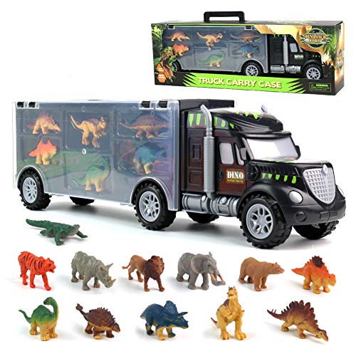 Dinosaurier Spielzeug ab 3 4 5 6 Jahre Junge Mädchen LKW Lastwagen Spielzeug Kinderspielzeug ab 2 3 4 5 Jahre Auto Cars Spielzeug 12 Mini Tiere Dinosaurier Figuren Spiele ab 3 Jahren Kinder Geschenke von Akokie