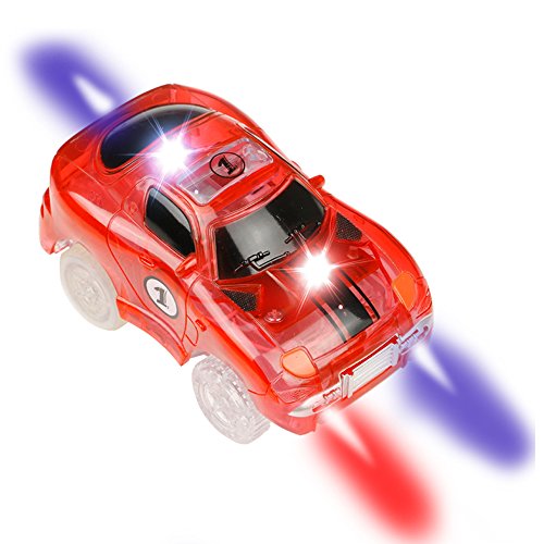 Car Track mit 2 LED Race Cars Spielzeug, 240 Stück Flexible Variable Track Set, Kinder Autobahn, Glow in The Dark für Kinder 3 4 5 6 7 8, MEHRWEG (einzelnes Auto) von Akokie