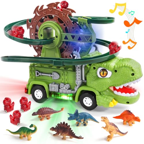 Dinosaurier-Spielzeug für Jungen und Mädchen, Kinderspielzeug für 3-jährige Jungen, Kleinkind, Dinosaurier-Truck mit Brüllgeräuschen, Autospur, 9 Dinosaurier-Figuren, Geburtstag, Ostergeschenke für 3 Dinosaurier-Spielzeug für Jungen und Mädchen, Kinderspielzeug für 3-jährige Jungen, Kleinkind, Dinosaurier-Truck mit Brüllgeräuschen, Autospur, 9 Dinosaurier-Figuren, Geburtstag, Ostergeschenke für 3 von Akokie