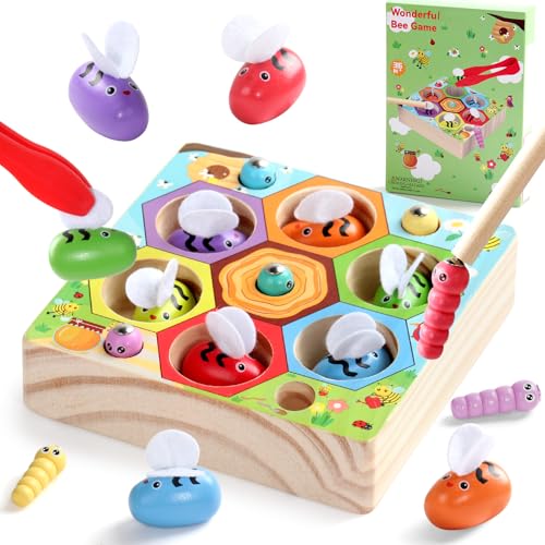 Spielzeug ab 2 Jahre Montessori Spielzeug ab 2 3 Jahre 2-IN-1 Magnetspiel Angelspiel mit 6 Bienen 5 Raupen Holzspielzeug Kinderspielzeug Spiele Motorikspielzeug Geschenk Mädchen Junge Geburtstag Spielzeug ab 2 Jahre Montessori Spielzeug ab 2 3 Jahre 2-IN-1 Magnetspiel Angelspiel mit 6 Bienen 5 Raupen Holzspielzeug Kinderspielzeug Spiele Motorikspielzeug Geschenk Mädchen Junge Geburtstag von Akokie