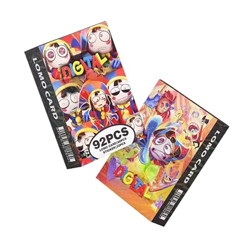 92 Stück Dark Circus Mini-Fan-Karten – doppelseitiges Charakter-Kunst-Set inspiriert von Pomnii, Jax und mehr, Digitalzirkus Fantasy-Stil, Sammelpackung von Akomori