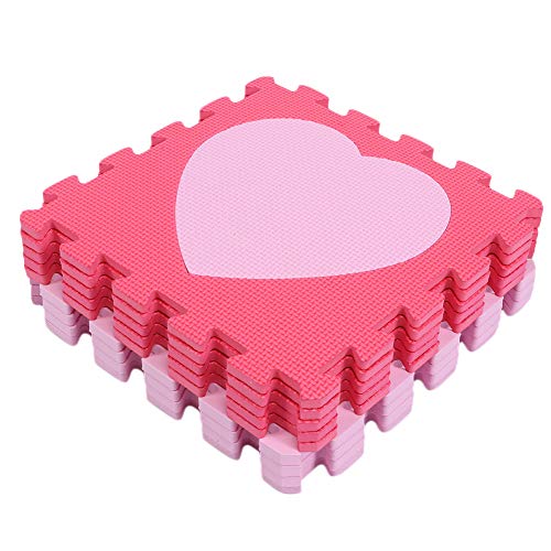 9-teilige Eva-Spielmatte mit Einzigartigem Herzmuster, Efor Ducational Krabbelmatte, Puzzle-Ornamente, Professionelles Zubehör für den Einsatz von Akozon