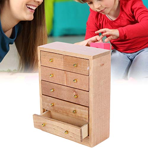 Akozon 1:12 Puppenhaus 5 Schicht Holzschubladenschrank Miniaturmöbel für Puppenhausdekoration Zubehör (Kommode) von Akozon