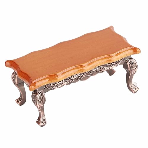 Akozon 1:12 Puppenhaus Miniatur Simulierter Couchtisch Süße Mini Möbelmodell Ornamente Accessoire (Amerikanischer Langer Tisch) von Akozon