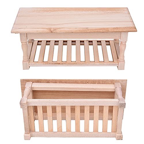 Akozon 1:12 Skala Dollhouse Accessoires Mini Holz Couchtisch für Dollhouse -Fotografie -Szene Requisiten (Holzfarbe) von Akozon