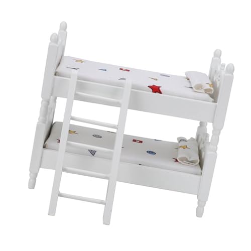 Akozon 1:12 Skala Mini Dollhouse Etagenbett Exquisite Holzmöbelmodell Ornamente Accessoire (Geometriestil) von Akozon