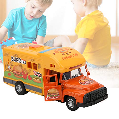 Akozon 1:28 Simulation Skalieren Sie Zurück -Ornamente Automodell Multi -Funktion Light und Musik Dining Car Perfekte Kollektion (Fast -Food -LKW) von Akozon