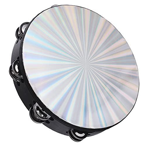 Akozon 10 "Handheld - -Tamburin mit Doppelreihe Jingles Abs Reflective Percussion Instrument von Akozon