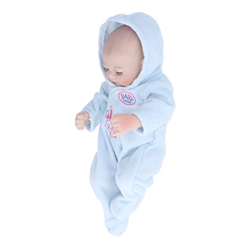 Akozon 10 Zoll Wiedergeborenes Puppenweiches Silikon, Realistische Merkmale, Waschbare Puppenschmuck Im Niedlichen Pyjama (10 Zoll großer Blauer Junge mit geschlossenen) von Akozon