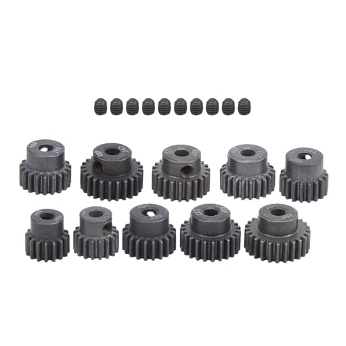Akozon 10pcs/Set RC -Auto Motor Zahnrad - 16T Bis 25T 7075 48p Stahl - Kompatibel mit 1/8 1/10 Bürstenloser Motor - Hochwertig, Langlebig und Rostig - für Verbessertes RC -Auto -Auto von Akozon