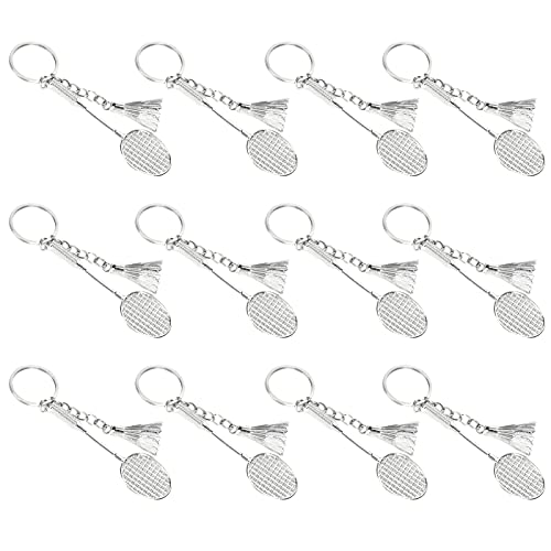 Akozon 12pcs Mini Metal Sport Sport Schlüsselanhänger Süße Badmintonschläger Keyrings für Sportliebhaber von Akozon