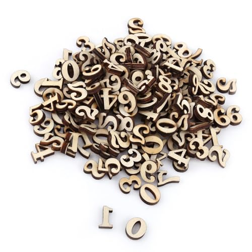 Akozon 200pcs Gemischtes Holz a z Buchstaben 0 9 Zahlen Unbemaltte DIY -Dekorationen für das Frühe Lernen Ornamente (Figur) von Akozon