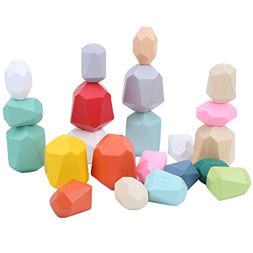Akozon 22pcs Hölzerne Farbige Steinblockstapelspiele Efrication Ornamente für (Kombination sechs) von Akozon