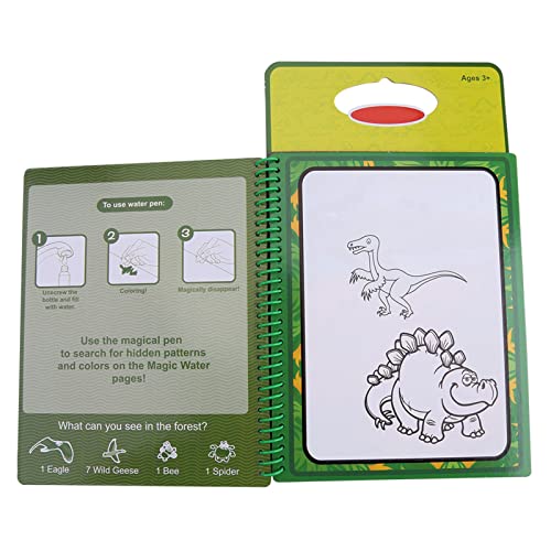 Akozon Baby Kids Water Zeichnung Buch Malerei mit Stift - Wiederverwendbare Tier- und Dinosauriermuster für Kreatives Lernen (Dinosaurier-Muster) von Akozon