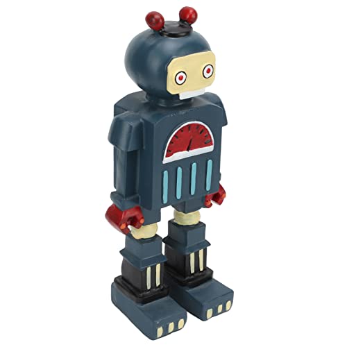 Akozon Blauer Retro-Roboter, Klassische Anti-Aging-Roboter-Figur, Professionelles Zubehör für den Weinschrank, Elafor Borately Crafted, Leuchtende Farben, Robotermodell für Büro von Akozon