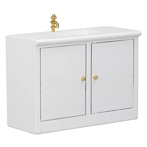 Akozon Dollhouse Wood Badezimmer, Miniaturwaschbeckenschrank Einwaschbecken 1:12 Möbel Simuliert Weiß Akozon Dollhouse Wood Badezimmer, Miniaturwaschbeckenschrank Einwaschbecken 1:12 Möbel Simuliert Weiß von Akozon
