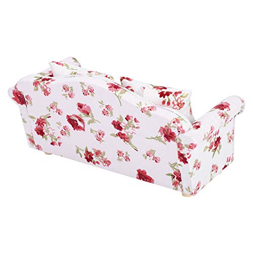 Akozon Puppensofa, Puppenhaus Mini für 12 Accessoires Blumenmuster Möbel Zoll Puppen Wohnzimmer 1 Skala Kleine Cluster Häuser Double 2 (Große Blumencluster) von Akozon
