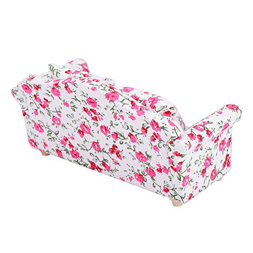 Akozon Puppensofa, Puppenhaus Mini für 12 Accessoires Blumenmuster Möbel Zoll Puppen Wohnzimmer 1 Skala Kleine Cluster Häuser Double 2 (Kleiner Blütencluster) von Akozon