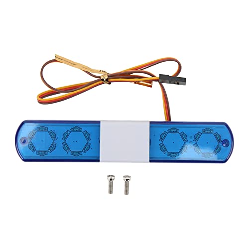 Akozon RC LED-Polizeilicht, Simulationsdesign, 4 Modi, RC-Polizei-Blitzlampe, LED-Alarmlicht für 1/8 1/10 RC-Autos, Gelbes Outdoor-Produkt (Blue) von Akozon