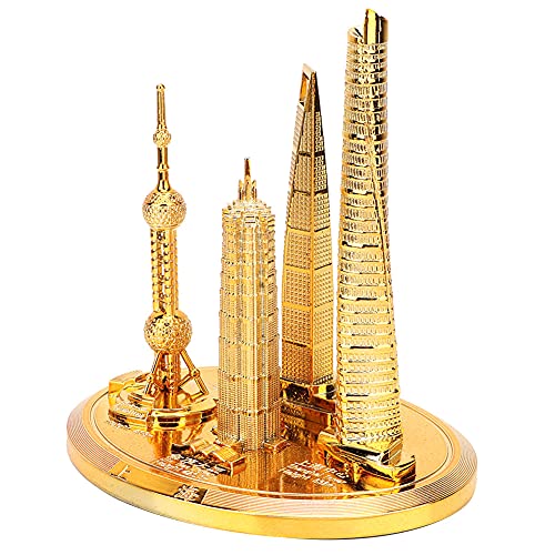 Akozon Shanghai Building Collection Model Orientaler Perlenturm Globales Finanzzentrum Souvenir 3 (Golden - klein) von Akozon