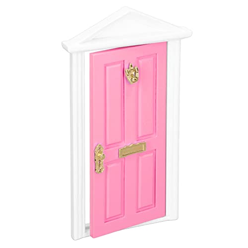 Mini Holzmärchen -Tür - Farbenfrohes und Detailliertes Puppenhaus -Zubehör für 1:12 Häuser, Glatte Kanten für Einfache Tion (helles Lila) (Minzgrün) (Hell-Pink) von Akozon