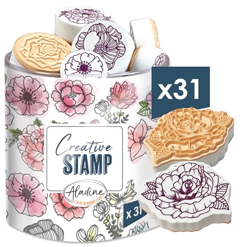 Aladine - 31 Stempel, Blumen, Scrabooking, Karten, Bullet Journal, kreative Hobbys, schwarzes Stempelkissen, Blumenmuster, Natur, 03750 Aladine - 31 Stempel, Blumen, Scrabooking, Karten, Bullet Journal, kreative Hobbys, schwarzes Stempelkissen, Blumenmuster, Natur, 03750 von Aladine