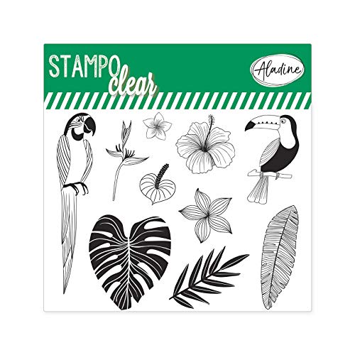 Aladine - Stampo Clear Botanic - Kreative transparente Stempel - DIY und Scrapbooking - Präzise Platzierung von Mustern - 15 Silikonstempel Blatt von Aladine