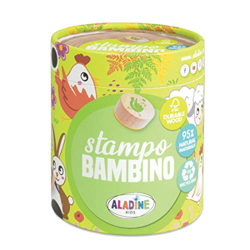 Aladine 3003135 Stempelset für Kinder, Stampo Bambino, Bauernhof, 8 Holzstempel mit Stempelkissen, Holz, Ferme Aladine 3003135 Stempelset für Kinder, Stampo Bambino, Bauernhof, 8 Holzstempel mit Stempelkissen, Holz, Ferme von Aladine