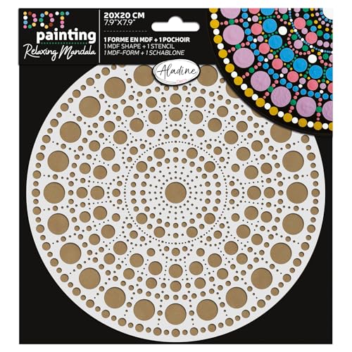 Aladine - Mandala-Set 20 cm: Dot Painting mit Schablone & Ständer aus Holz - Für Erwachsene Aladine - Mandala-Set 20 cm: Dot Painting mit Schablone & Ständer aus Holz - Für Erwachsene von Aladine