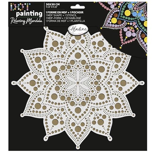 Aladine - Mandala-Mal-Set 30 cm - Dot-Malerei-Set mit Mandala-Schablone & Ständer aus Holz - für Teenager und Erwachsene Aladine - Mandala-Mal-Set 30 cm - Dot-Malerei-Set mit Mandala-Schablone & Ständer aus Holz - für Teenager und Erwachsene von Aladine