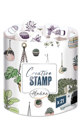Aladine - Pflanzenstempel mit Stempelkissen – aus Schaumstoff & Gummi – für Karten, Bullet Journal, Scrapbooking, Kreativitätsstempel, Geschenkidee für Kinder und Erwachsene – 03752 von Aladine
