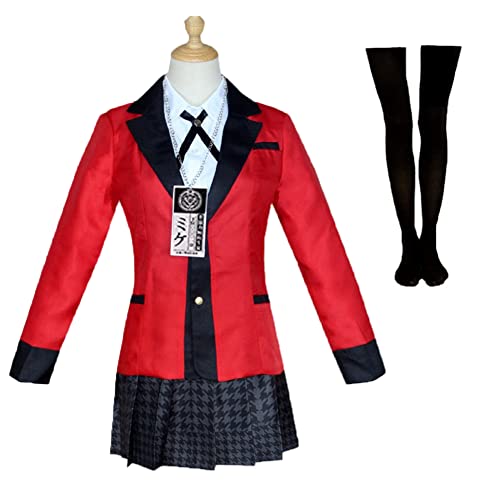 Alaiyaky Kakegurui Cosplay Runa Yomozuki Cosplay Kostüm mit Halskette Anime Yumeko Jabami Cosplay Jacke Schuluniform Anzüge für Mädchen Frauen (M, Uniform) von Alaiyaky