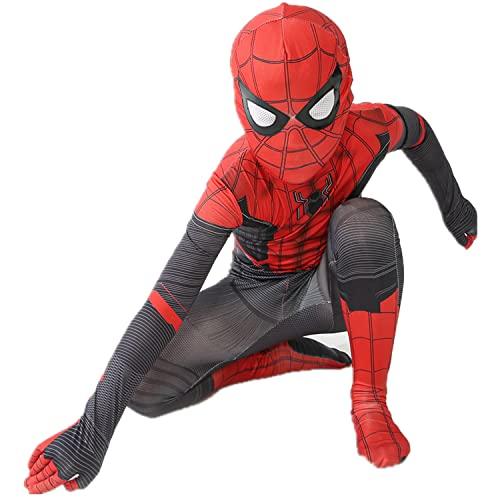 Alaiyaky Spiderman Kostüm für Kinder, Superheld Cosplay Bodysuit 3D Anime Anzug Spandex Lycra Jumpsuit, Superhelden Strampler mit Maske, Spiderman Onesies für Halloween Karneval (110,Expedition) von Alaiyaky