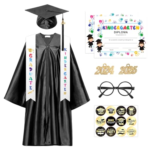 Alaiyaky Kindergarten Graduation Cap Gown Quaste Kids Graduation Cap and Preschool Shiny Gown of 2023 Graduation Ceremoney (Back 10 pcs, 33) von Alaiyaky