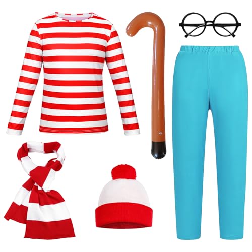 Alaiyaky Rot Weiß gestreiftes Kostüm Cosplay Kostüm (Herren, M) von Alaiyaky