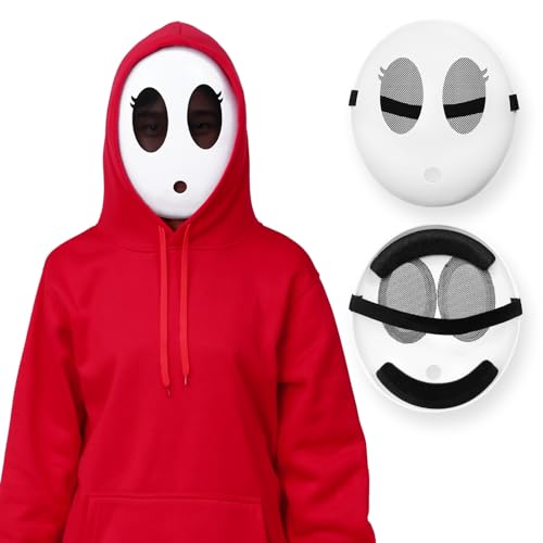 Alaiyaky Shy Guy Weiße Maske, Karnevalsmaske Damen Herren Vollgesichtsmaske Cosplay Requisiten für Erwachsene, Jumpman Maske für Karneval HalloweenUnisex Erwachsene (F, Frauen) von Alaiyaky