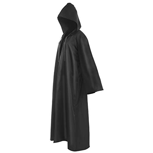 Alaiyaky Umhang mit Kapuze Jedi Robe Darth Vader Umhang Mittelalter Umhang Cosplay Kostüm Umhang Halloween Kostüm (S, Schwarz) von Alaiyaky