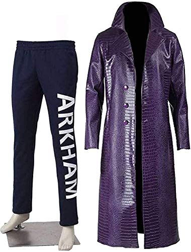 Alamodetrend Joker-Kostüm des Jahres, Krokodil-Strukturleder-Trenchcoat mit natürlicher Baumwolle, marineblaue Hose, Blau, XS von Alamodetrend