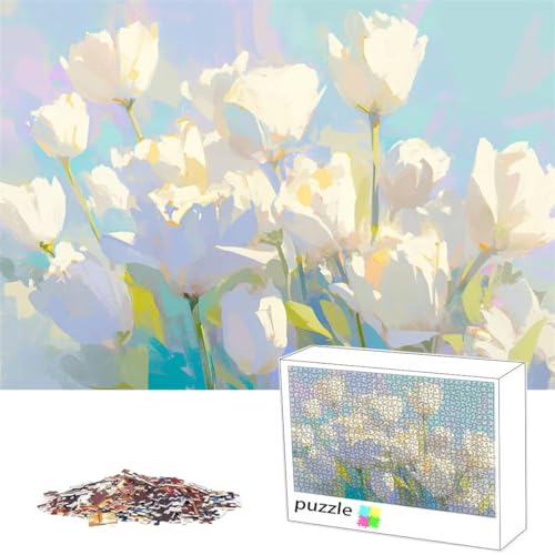Puzzle 100Teile Puzzle Blume, Erwachsene Anspruchsvoll Impossible, Passgenauen Puzzleteilen, Kreative Lustige Muster, Geschicklichkeitsspiel für die Ganze Familie, Geschenke für Frauen, Weiß M-29 von Alaoan