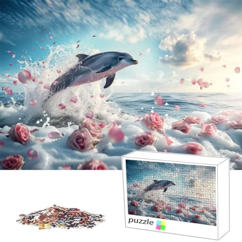 Tier Puzzle 300 Teile Delphin Puzzle für Erwachsene Lernspiel Herausforderungsspielzeug, Schwer Jigsaw für Familienaktivitäten Dekoration, Geschenke für Männer, Frauen, ältere Menschen 38x52cm L-66 von Alaoan