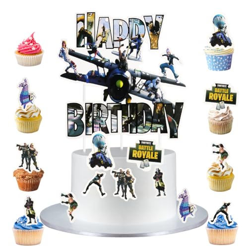 Alaoo 9 Stück Cake Topper zum Thema Spiel, Happy Birthday Tortendeko, Geburtstag Deko für Junge Mädchen Party Dekoration von Alaoo