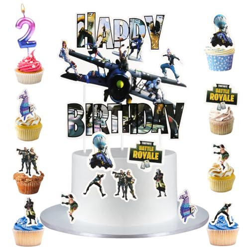 Alaoo Geburtstagskerzen Zahlen, Kuchendeko geburtstagskerze 2, Kerzendekoration zum Thema Spiel, Violetter Farbverlauf Geburtstagskerzen, Geburtstag Deko von Alaoo