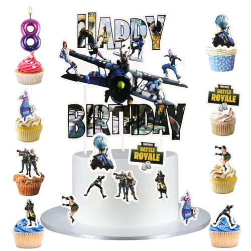 Alaoo Geburtstagskerzen Zahlen, Kuchendeko geburtstagskerze 8, Kerzendekoration zum Thema Spiel, Violetter Farbverlauf Geburtstagskerzen, Geburtstag Deko von Alaoo