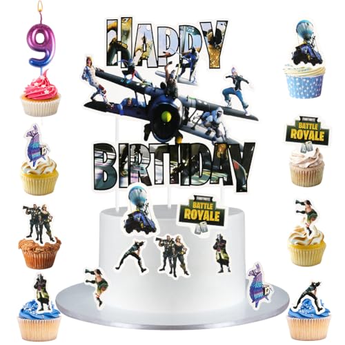 Alaoo Geburtstagskerzen Zahlen, Kuchendeko geburtstagskerze 9, Kerzendekoration zum Thema Spiel, Violetter Farbverlauf Geburtstagskerzen, Geburtstag Deko von Alaoo