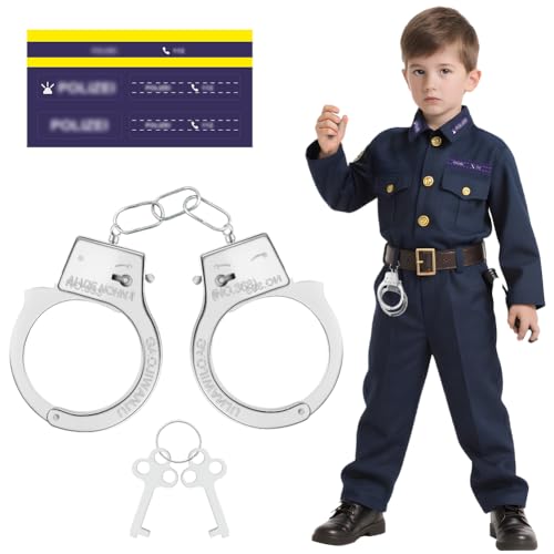 Alaoo Handschellen aus Metall Kinder,Handschellen Metall Spielzeug mit Schlüssel Verbrecher,Sträfling,Polizist,Spielzeug Handcuffs Für Halloween Karneval Fasching Motto Party Rollenspiele zu Spiele von Alaoo