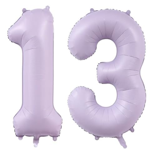 Alaoo Luftballon 13 Geburtstag Zahl, 40 Zoll Lila Creme Folienballon, Riesenzahl Ballon für Mädchen Junge Geburtstag Party Dekoration Jahrestag Dekorationen von Alaoo