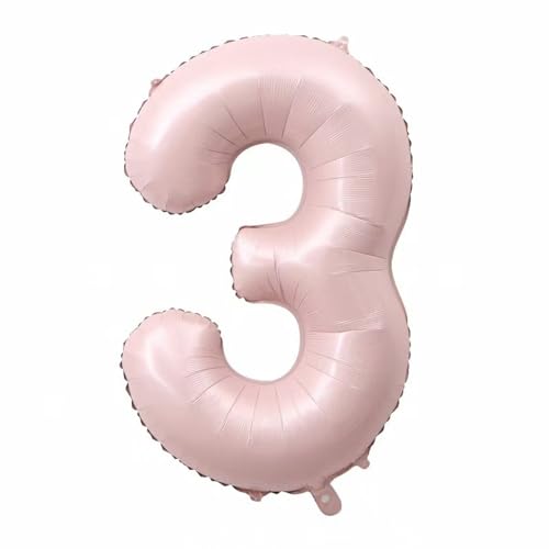 Alaoo Luftballon 3 Geburtstag Zahl, 40 Zoll Rosa Creme Folienballon, Riesenzahl Ballon für Mädchen Junge Geburtstag Party Dekoration Jahrestag Dekorationen von Alaoo